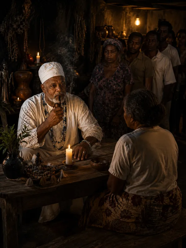 Pai Joaquim em momento de consulta espiritual